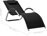 Black Gray Folding Sun Lounger 62 x 26.4 in Textilene Outdoor Chaise Lounge for Patio Poolside Beach Deck Use - Photo 2