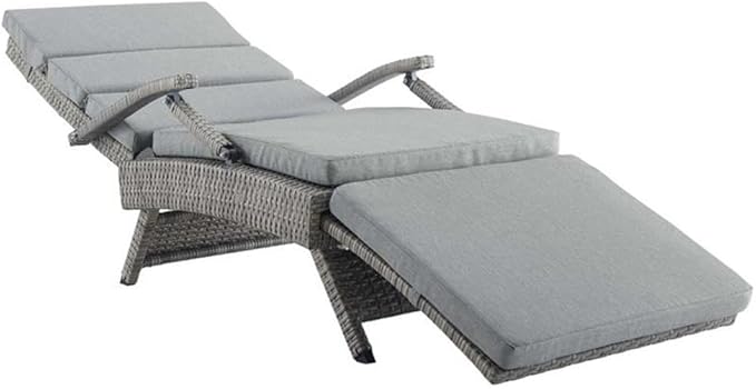 Modway Envisage Outdoor Patio Wicker Rattan Chaise Lounge in Light Gray Gray
