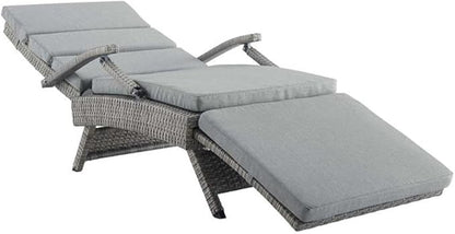 Modway Envisage Outdoor Patio Wicker Rattan Chaise Lounge in Light Gray Gray