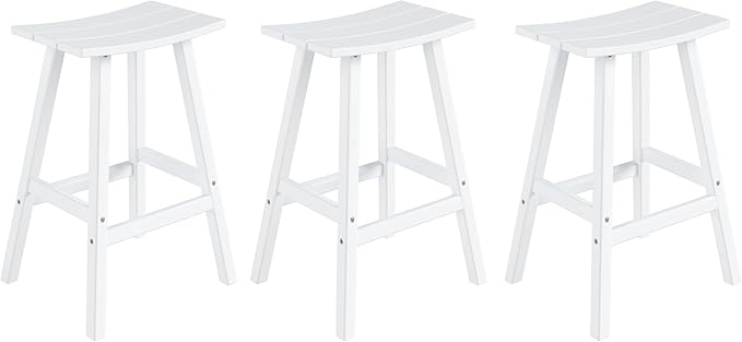 WestinTrends Malibu Malibu 29 Inch High Backless Seat Bar Stools (Set of 3), White