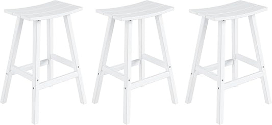 WestinTrends Malibu Malibu 29 Inch High Backless Seat Bar Stools (Set of 3), White