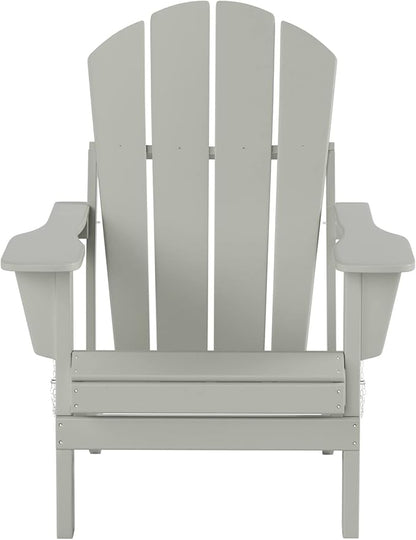 WO Home Furniture Adirondack Chairs Table Set of 3 PCS Outdoor Folding Chairs Coffee Table Weather/UV Resistant for Lawn, Garden, Bon Fire, Balcony (Sand)