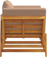 Convertible Acacia Wood Garden Bench with Adjustable Armrests and Comfortable Cushions for Outdoor Seating Taupe - Photo 6