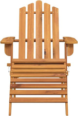 Solid Acacia Wood Foldable Adirondack Chair with Footrest, Natural Brown Finish for Outdoor Patio Garden Balcony - Photo 4