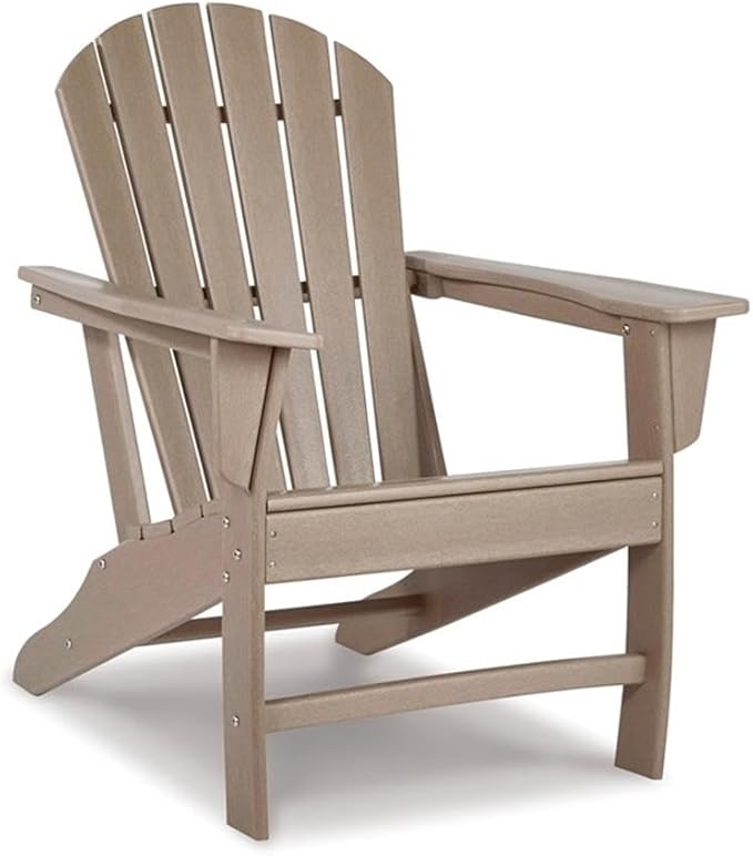 BOWERY HILL Outdoor Set of Grayish Brown End Table & Adirondack Chair