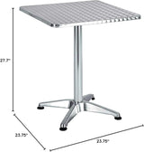 BTEXPERT Indoor Outdoor 23.75" Square Restaurant Table for Patio Stainless Steel Silver Aluminum Furniture with Base - Photo 3