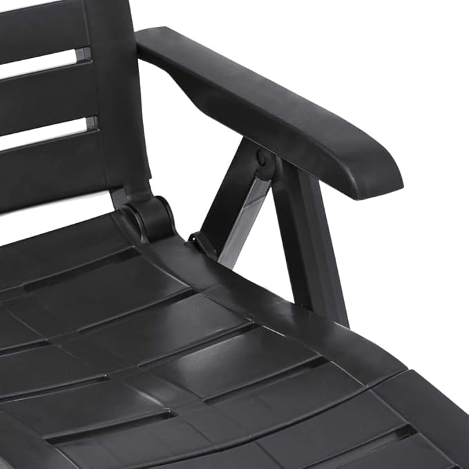 Outdoor Chaise Lounge Anthracite 42.5"x23.2" Foldable Adjustable Plastic Sun Lounger for Poolside Patio Garden Balcony - Photo 8