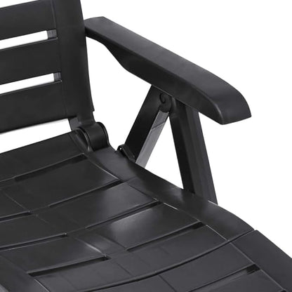 Outdoor Chaise Lounge Anthracite 42.5"x23.2" Foldable Adjustable Plastic Sun Lounger for Poolside Patio Garden Balcony Deck