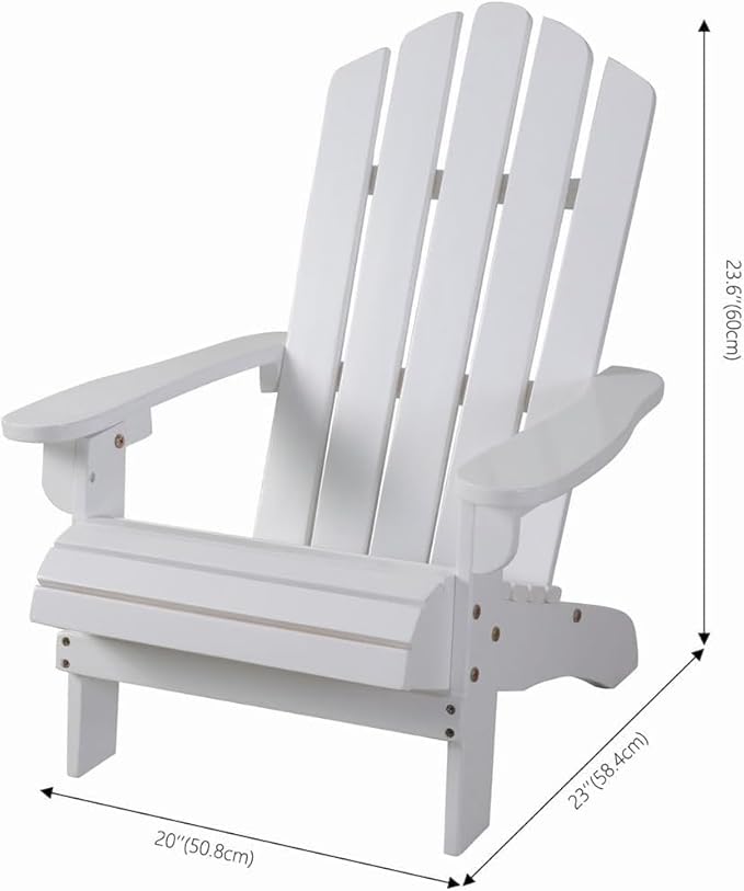 Generic Little Ones Bright White Wood Adirondack Chair 20 L 23 W 23 H Painted Solid Wood - for Small Ones