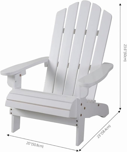 Generic Little Ones Bright White Wood Adirondack Chair 20 L 23 W 23 H Painted Solid Wood - for Small Ones