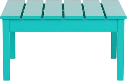 WestinTrends Ashore Outdoor Coffee Table, 32 Inch All Weather Poly Lumber Adirondack Patio Coffee Table Square Low Table, Turquoise