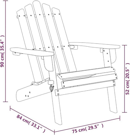 Solid Acacia Wood Adirondack Chairs 2-Piece Set Foldable Outdoor Patio Furniture for Garden, Lawn, Poolside and Beach Relaxation