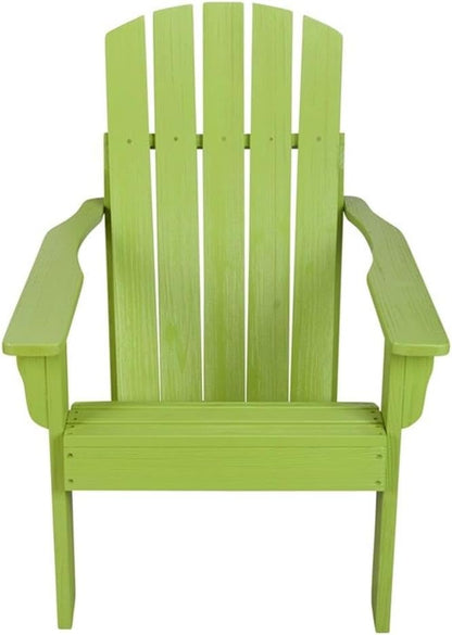 Pemberly Row Cedar Wood Patio Firepit Adirondack Chair, Green Finish, Kiln-Dried Moisture-Resistant Wood, Ergonomic Design, Wide Arms, Contoured Seat, 36.25" H x 34.25" W x 26.75" D Outdoor Seating