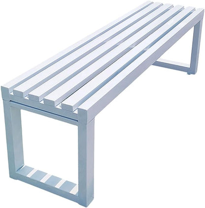 Outdoor Garden Bench,Metal Patio Bench,Weatherproof Backless Benches 2-Person Balcony Seat for Front Porch,Park,Backyard,Entryway 880 Lbs Weight(White,71 Inch)