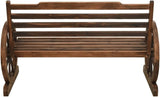 Rustic Firwood Outdoor Garden Bench 44.1x44.1x30.7 in Brown with Wagon Wheel Armrests - Photo 5