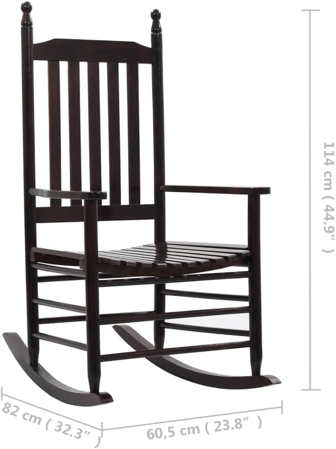 Rocking Chair Brown Poplar Hardwood Standard Durable Outdoor Chairs Patio Chairs for Outdoor Indoor