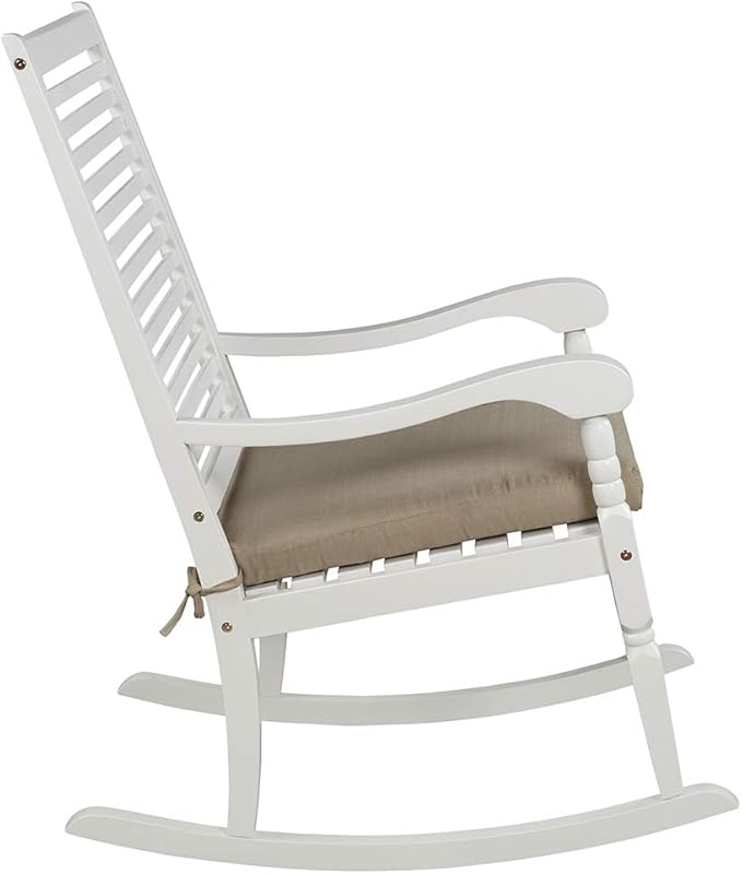 Pebble Lane Living All Weather Indoor/Outdoor Exclusive Elegant Hardwood Porch Rocking Rocker Chair : 34.25" L x 24.5" W x 42.25" H, White