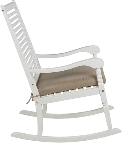 Pebble Lane Living All Weather Indoor/Outdoor Exclusive Elegant Hardwood Porch Rocking Rocker Chair : 34.25" L x 24.5" W x 42.25" H, White