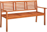 Solid Eucalyptus Wood Garden Bench, Natural Brown Outdoor Patio Furniture with Spacious Seating for Three Adults - Photo 1