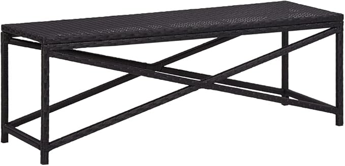 Outdoor Garden Bench 47.2 in, Poly Rattan Seating for 2, Modern Patio Furniture with Powder-Coated Steel Frame, Weather-Resistant Backyard Seat