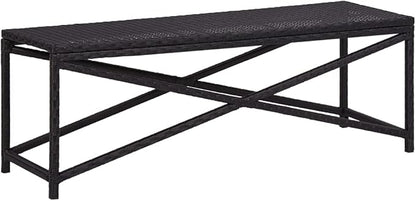 Outdoor Garden Bench 47.2 in, Poly Rattan Seating for 2, Modern Patio Furniture with Powder-Coated Steel Frame, Weather-Resistant Backyard Seat