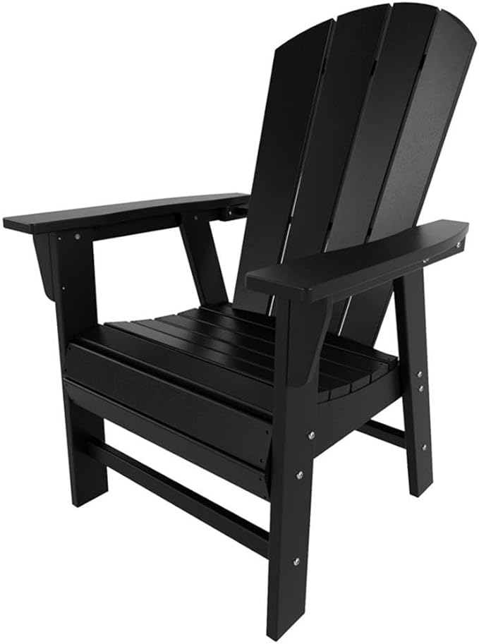 Costaelm Outdoor Fire Pit Chair, Patio hdpe Balcony Pool Adirondack Chair, Modern Front Porch Backyard Chair, Garden Resin Lounge Chair for Outside, Black