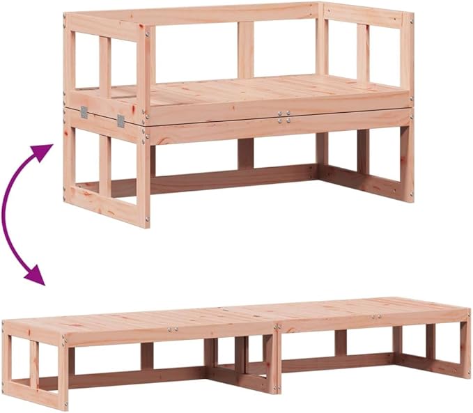 Extendable Garden Bench, Solid Douglas Wood Patio Seating, Adjustable Outdoor Loveseat, Durable Weather-Resistant Bench for Balcony, Porch, Deck, Brown