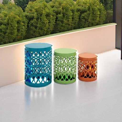 Deco 79 Metal Side End Accent Table Indoor Outdoor Nesting End Table with Carved Trellis Design, Set of 3 Side Table 22" - Photo 6