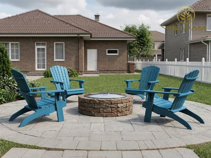 Psilvam Adirondack Chair, Oversized Poly Lumber Fire Pit Chair with Cup Holder, 350Lbs Support Patio Chairs for Garden, Weather Resistant Outdoors Seating, Relaxing Gift for Father & Mother (1,Blue)