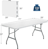 S AFSTAR 6FT Plastic Folding Tables, Indoor Outdoor Heavy Duty Camping Table with Carry Handle, 330 LBS Load Capacity - Photo 3
