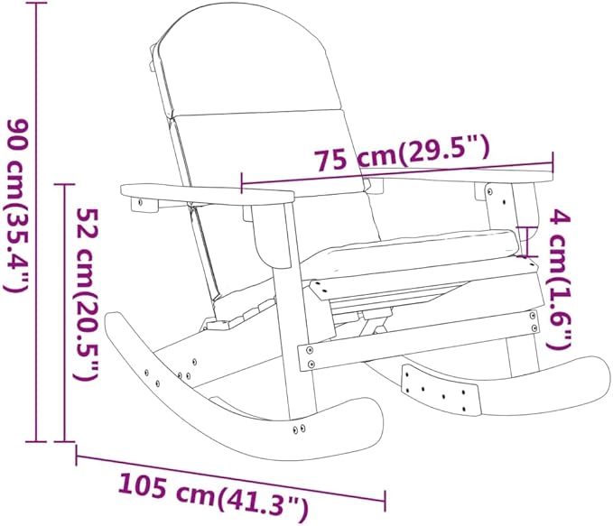 Outdoor Rocking Chair, Solid Acacia Wood Porch Rocker with Comfortable Cream White Cushions, Weather-Resistant Patio Furniture for Garden, Backyard, and Balcony