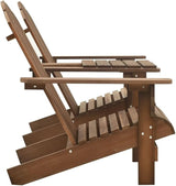 Brown Solid Fir Wood Standard Ergonomic Adirondack Chair with Matching Tea Table for Outdoor Relaxation in Garden Patio - Photo 4