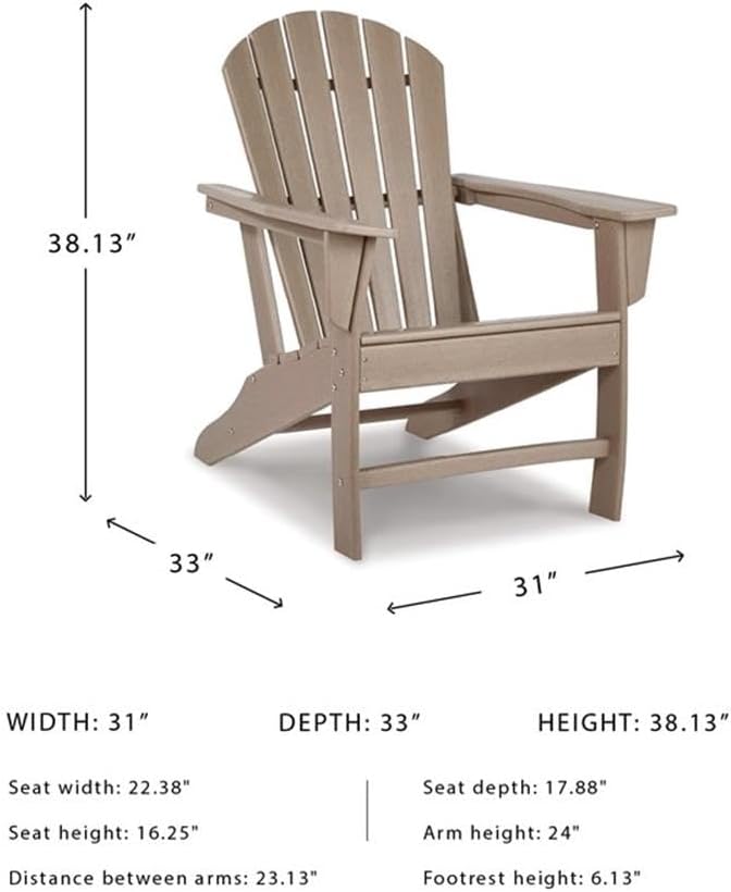 BOWERY HILL Outdoor Set of Grayish Brown End Table & Adirondack Chair