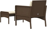 2-Piece Patio Lounge Set with Cushions Brown Poly Rattan Outdoor Furniture Set for Garden Balcony Porch - Photo 6