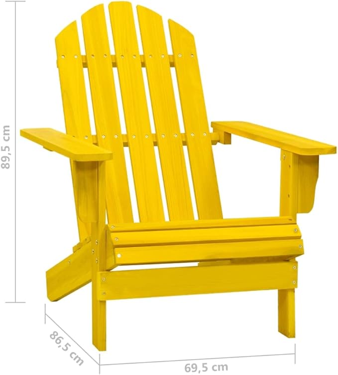 Adirondack Chair Solid Fir Wood Yellow Outdoor Patio Lounge Chair Comfortable Sturdy Ergonomic Design for Garden - Photo 2
