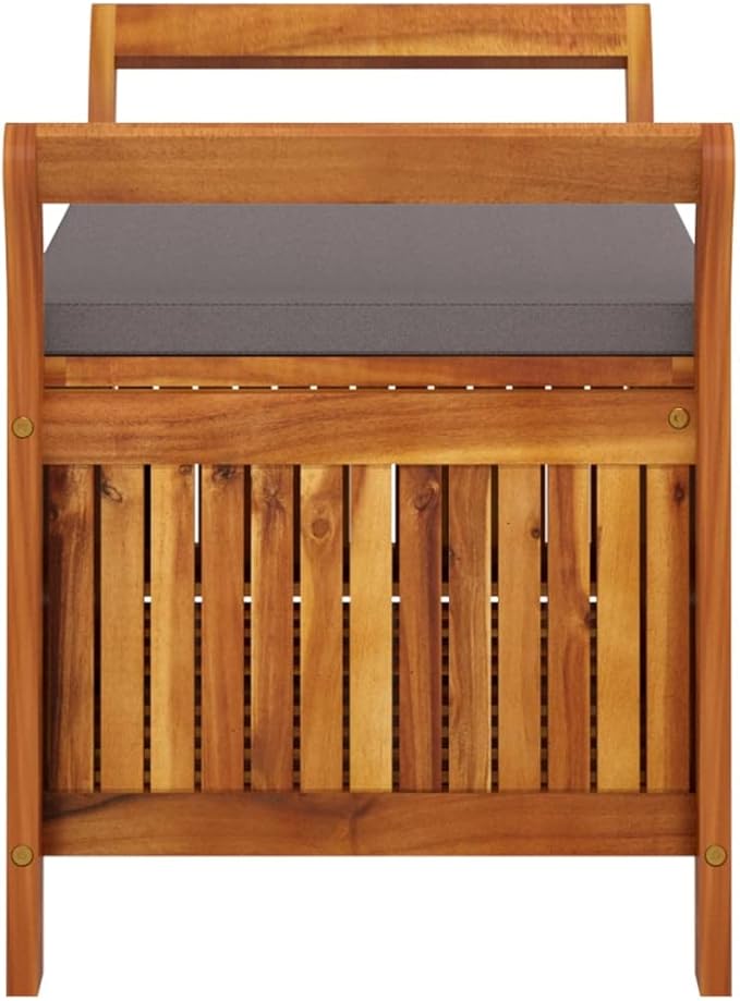 Patio Storage Bench with Cushion 35.8" Solid Wood Acacia Deck Bench Garden Bench Porch Bench Outdoor Bench for patios, Gardens, Decks