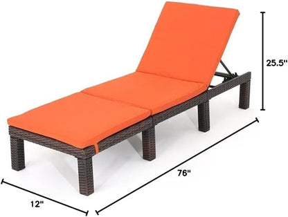 Christopher Knight Home Jamaica Outdoor Wicker Chaise Lounge with Water Resistant Cushion, Multibrown / Orange