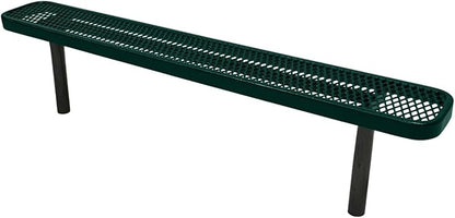 COATEDOUTDOORFURNITURE Coated Outdoor Furniture Heavy-Duty Outdoor Bench Thermoplastic Coated, Expanded Metal, Commercial-Grade Seating, Made in America (Inground Without Back, 6 Ft, Dark Green)