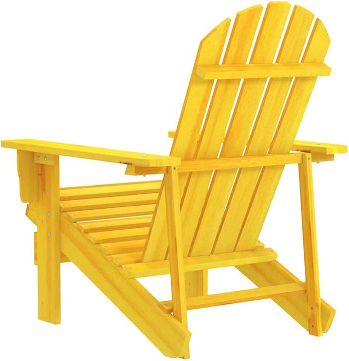Yellow Solid Fir Wood Adirondack Garden Chair Durable Outdoor Patio Furniture for Relaxation Comfortable Ergonomic - Photo 5