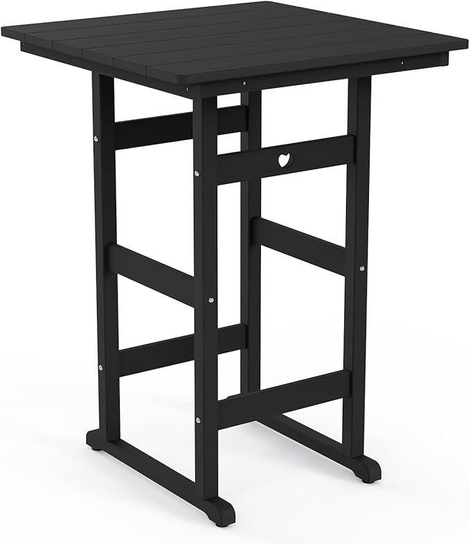 Patio Bar Table,Adirondack Table1 Pieces Set, Bar Height outdoor bar table Set of 1, Outdoor Bar Stools Set,Weather-Resistant Outdoor Furniture for Deck, Balcony, Poolside Easy Assembly, Black