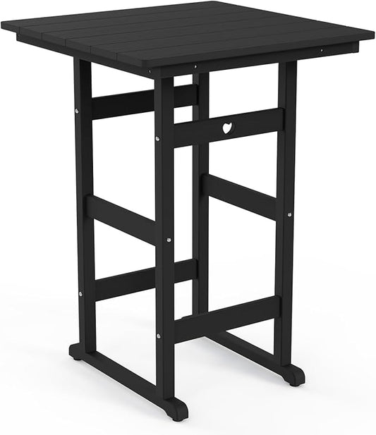 Patio Bar Table,Adirondack Table1 Pieces Set, Bar Height outdoor bar table Set of 1, Outdoor Bar Stools Set,Weather-Resistant Outdoor Furniture for Deck, Balcony, Poolside Easy Assembly, Black