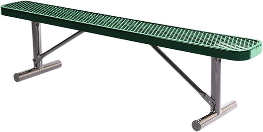 COATEDOUTDOORFURNITURE Heavy-Duty Portable Outdoor Bench Thermoplastic Coated, Expanded Metal, Commercial-Grade Seating, Made in America (Portable Without Back, 6 Ft, Textured Green)