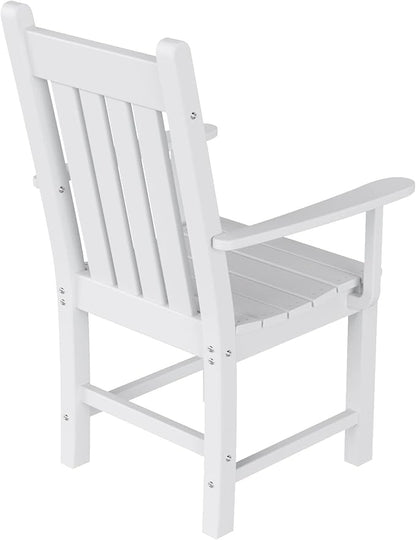 WestinTrends Malibu Classic Outdoor Dining Chairs with Arms, All Weather Poly Lumber Adirondack Patio Chairs Restaurant Bistro Chairs Support 350 LBS, Arched Backrest and Curved Seat, White