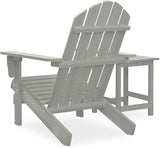 Grey Solid Fir Wood Adirondack Chair with Side Table for Garden and Patio - Photo 3