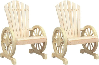 vidaXL Adirondack Patio Chairs Set of 2 - Brown, Solid Fir Wood, Ergonomic Outdoor Seating for Garden, Deck, Poolside - 39" H x 24.8" W, 242.5 lb Capacity