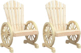Solid Fir Wood Adirondack Chair Set of 2 with Weathered Finish for Outdoor Patio and Garden Seating - Photo 2