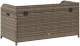 Storage Bench Grey and Brown, Modern Poly Rattan and Acacia Wood Storage Bench with Gas Spring Lid - Photo 8