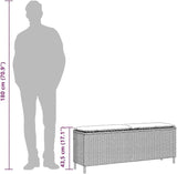 Patio Bench with Cushion Black Outdoor Furniture Yard Bench for Garden Courtyard 43.3"x11.8"x15.9" Poly Rattan - Photo 9