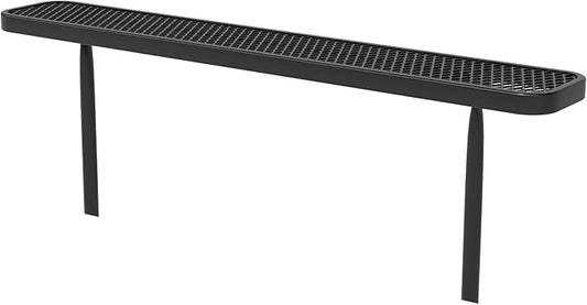 6 FT Heavy Duty Metal Park Bench for Outside, Outdoor Backless Bench with Thermoplastic Coating, Commercial Benches for Shopping Mall, Store, Park, Deck, Inground Mounted, Black