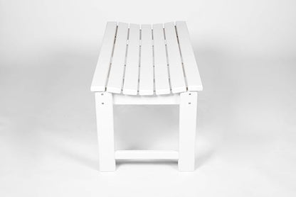 Backless HDPE Adirondack Bench with Wood Texture, Poly Lumber Seat for Patio, Backyard, Balcony, All Weather Resistant with UV Protection (White)